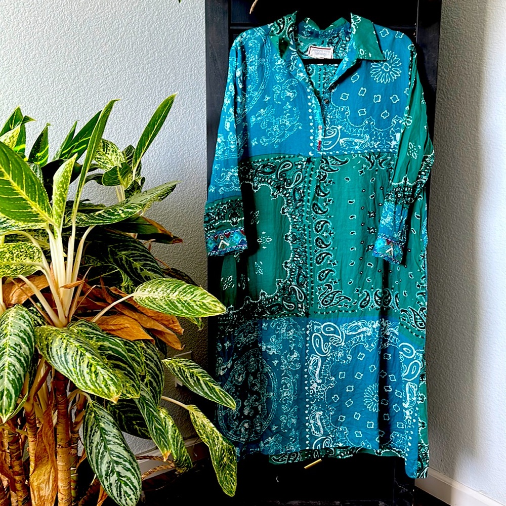 Johnny Was Workshop Blue Bandana Dress